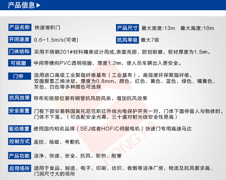 大型堆積門(mén)技術(shù)參數(shù)